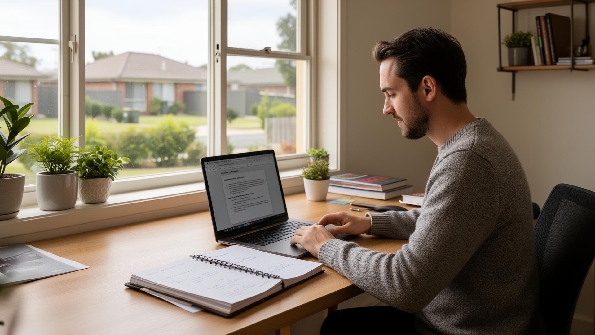 Sole trader working from a home office desk