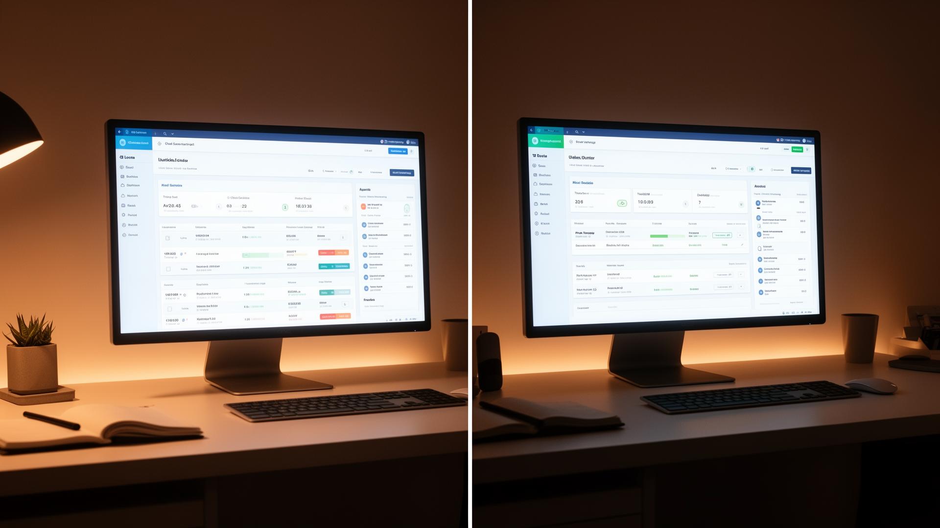 Two accounting dashboards side by side on a desk